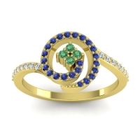 Emerald Fashion Ring In 14k Yellow Gold With Blue Sapphire And Lab Diamond – Valaya Simple Ring