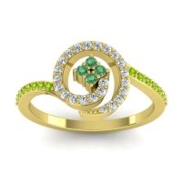 Emerald Fashion Ring In 14k Yellow Gold With Lab Diamond And Peridot – Valaya Simple Ring
