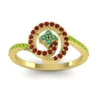 Emerald Fashion Ring In 18k Yellow Gold With Garnet And Peridot – Valaya Simple Ring