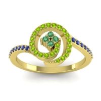 Emerald Fashion Ring In 18k Yellow Gold With Peridot And Blue Sapphire – Valaya Simple Ring