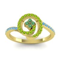 Emerald Fashion Ring In 18k Yellow Gold With Peridot And Swiss Blue Topaz – Valaya Simple Ring