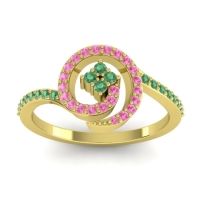 Emerald Fashion Ring In 14k Yellow Gold With Pink Tourmaline – Valaya Simple Ring