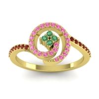Emerald Fashion Ring In 18k Yellow Gold With Pink Tourmaline And Garnet – Valaya Simple Ring
