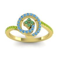 Emerald Fashion Ring In 18k Yellow Gold With Swiss Blue Topaz And Peridot – Valaya Simple Ring