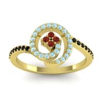 Garnet Fashion Ring In 18k Yellow Gold With Aquamarine And Black Onyx – Valaya Simple Ring