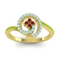 Garnet Fashion Ring In 14k Yellow Gold With Aquamarine And Peridot – Valaya Simple Ring