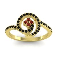 Garnet Fashion Ring In 18k Yellow Gold With Black Onyx – Valaya Simple Ring