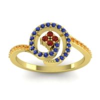 Garnet Fashion Ring In 14k Yellow Gold With Blue Sapphire And Citrine – Valaya Simple Ring