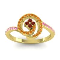 Garnet Fashion Ring In 18k Yellow Gold With Citrine And Pink Tourmaline – Valaya Simple Ring