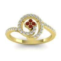 Garnet Fashion Ring In 14k Yellow Gold With Lab Diamond – Valaya Simple Ring