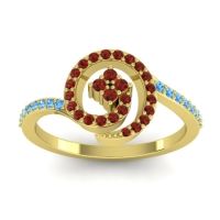 Garnet Fashion Ring In 18k Yellow Gold With Swiss Blue Topaz – Valaya Simple Ring