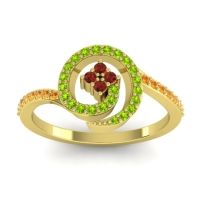 Garnet Fashion Ring In 18k Yellow Gold With Peridot And Citrine – Valaya Simple Ring