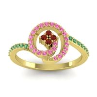 Garnet Fashion Ring In 18k Yellow Gold With Pink Tourmaline And Emerald – Valaya Simple Ring