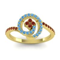 Garnet Fashion Ring In 18k Yellow Gold With Swiss Blue Topaz – Valaya Simple Ring