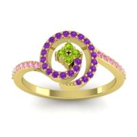 Peridot Fashion Ring In 18k Yellow Gold With Amethyst And Pink Tourmaline – Valaya Simple Ring