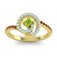 Peridot Fashion Ring In 14k Yellow Gold With Aquamarine And Garnet – Valaya Simple Ring