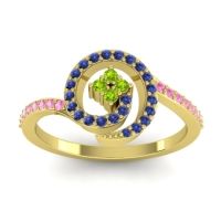 Peridot Fashion Ring In 14k Yellow Gold With Blue Sapphire And Pink Tourmaline – Valaya Simple Ring