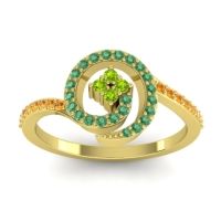 Peridot Fashion Ring In 14k Yellow Gold With Emerald And Citrine – Valaya Simple Ring