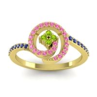 Peridot Fashion Ring In 14k Yellow Gold With Pink Tourmaline And Blue Sapphire – Valaya Simple Ring