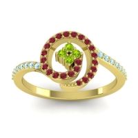 Peridot Fashion Ring In 14k Yellow Gold With Ruby And Aquamarine – Valaya Simple Ring