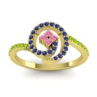 Pink Tourmaline Fashion Ring In 14k Yellow Gold With Blue Sapphire And Peridot – Valaya Simple Ring