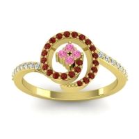 Pink Tourmaline Fashion Ring In 18k Yellow Gold With Garnet And Lab Diamond – Valaya Simple Ring