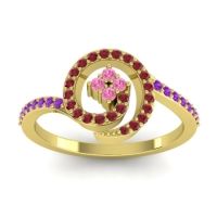 Pink Tourmaline Fashion Ring In 14k Yellow Gold With Ruby And Amethyst – Valaya Simple Ring