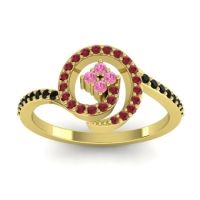 Pink Tourmaline Fashion Ring In 18k Yellow Gold With Ruby And Black Onyx – Valaya Simple Ring