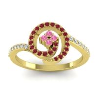 Pink Tourmaline Fashion Ring In 14k Yellow Gold With Ruby And Lab Diamond – Valaya Simple Ring