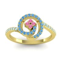 Pink Tourmaline Fashion Ring In 18k Yellow Gold With Swiss Blue Topaz And Aquamarine – Valaya Simple Ring