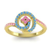 Pink Tourmaline Fashion Ring In 18k Yellow Gold With Swiss Blue Topaz – Valaya Simple Ring