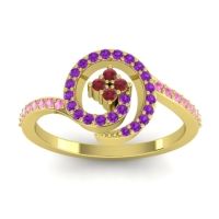 Ruby Fashion Ring In 18k Yellow Gold With Amethyst And Pink Tourmaline – Valaya Simple Ring