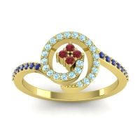 Ruby Fashion Ring In 14k Yellow Gold With Aquamarine And Blue Sapphire – Valaya Simple Ring