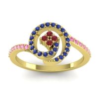 Ruby Fashion Ring In 14k Yellow Gold With Blue Sapphire And Pink Tourmaline – Valaya Simple Ring