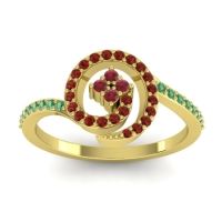 Ruby Fashion Ring In 14k Yellow Gold With Garnet And Emerald – Valaya Simple Ring