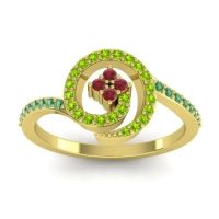 Ruby Fashion Ring In 14k Yellow Gold With Peridot And Emerald – Valaya Simple Ring
