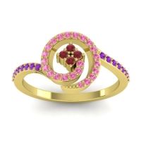 Ruby Fashion Ring In 18k Yellow Gold With Pink Tourmaline And Amethyst – Valaya Simple Ring
