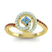 Swiss Blue Topaz Fashion Ring In 14k Yellow Gold With Aquamarine And Garnet – Valaya Simple Ring