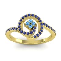 Swiss Blue Topaz Fashion Ring In 14k Yellow Gold With Blue Sapphire – Valaya Simple Ring