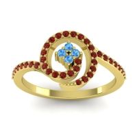 Swiss Blue Topaz Fashion Ring In 18k Yellow Gold With Garnet – Valaya Simple Ring