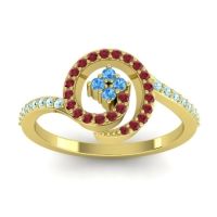 Swiss Blue Topaz Fashion Ring In 14k Yellow Gold With Ruby And Aquamarine – Valaya Simple Ring