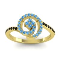 Swiss Blue Topaz Fashion Ring In 18k Yellow Gold With Black Onyx – Valaya Simple Ring
