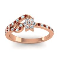 Diamond Fashion Ring In 14K Rose Gold With Aquamarine And Garnet – Karbudara Dainty Ring