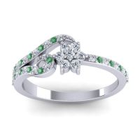 Lab Diamond Fashion Ring In 14k White Gold With Emerald And Diamond – Karbudara Dainty Ring