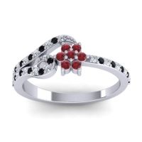 Ruby Fashion Ring In 14k White Gold With Black Onyx And Diamond – Karbudara Dainty Ring