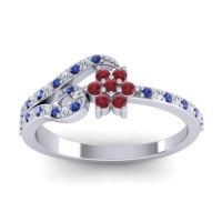 Ruby Fashion Ring In 14k White Gold With Lab Diamond And Blue Sapphire – Karbudara Dainty Ring