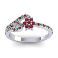 Ruby Fashion Ring In 14k White Gold With Emerald – Karbudara Dainty Ring