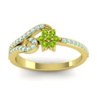 Peridot Fashion Ring In 18k Yellow Gold With Aquamarine – Karbudara Dainty Ring