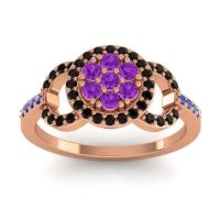 Amethyst Fashion Ring In 14K Rose Gold With Black Onyx And Blue Sapphire – Zirisa Statement Ring