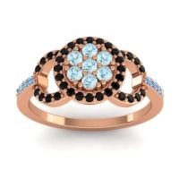 Aquamarine Fashion Ring In 14K Rose Gold With Black Onyx And Swiss Blue Topaz – Zirisa Statement Ring